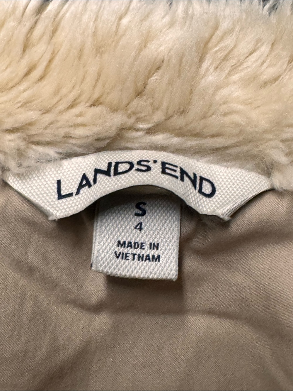 Lands' End girls Cream Faux Fur Trim Jacket 4 so cute
